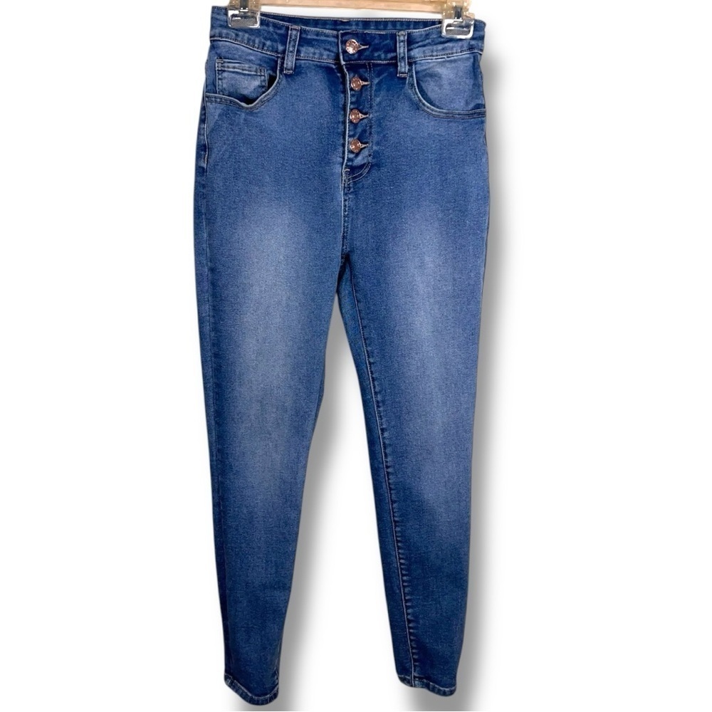 Size 6 Shein Blue Denim Jeans Stretch Slim Leg High Rise